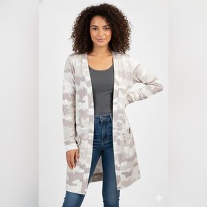 Simply Southern Cream and Tan Camouflage Cardigan - S/M